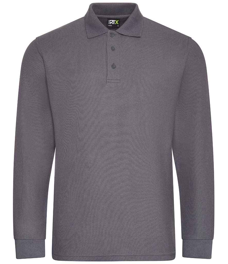 Pro RTX Pro Long Sleeve Piqué Polo Shirt - Solid Grey