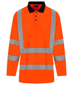 Pro RTX High Visibility Long Sleeve Polo Shirt - Orange/Navy