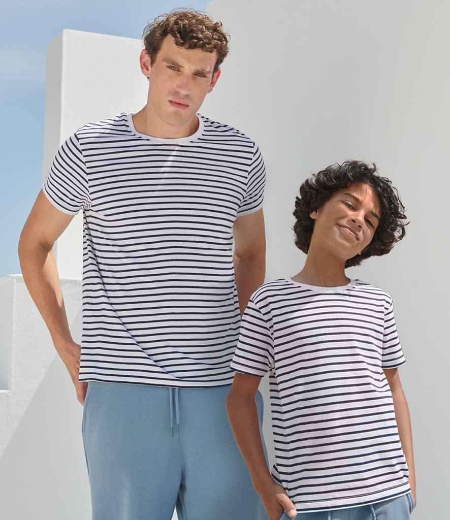 SF Clothing Unisex Striped T-Shirt - White/Oxford Navy