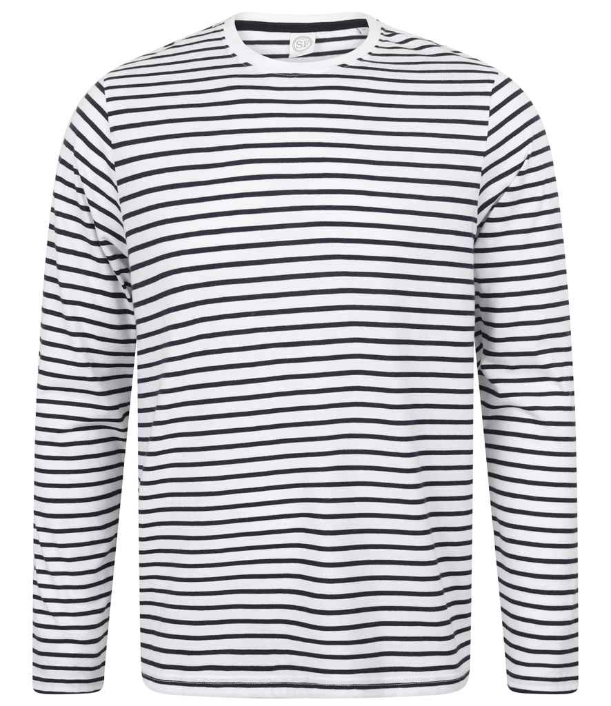 SF Clothing Unisex Long Sleeve Striped T-Shirt - White/Oxford Navy