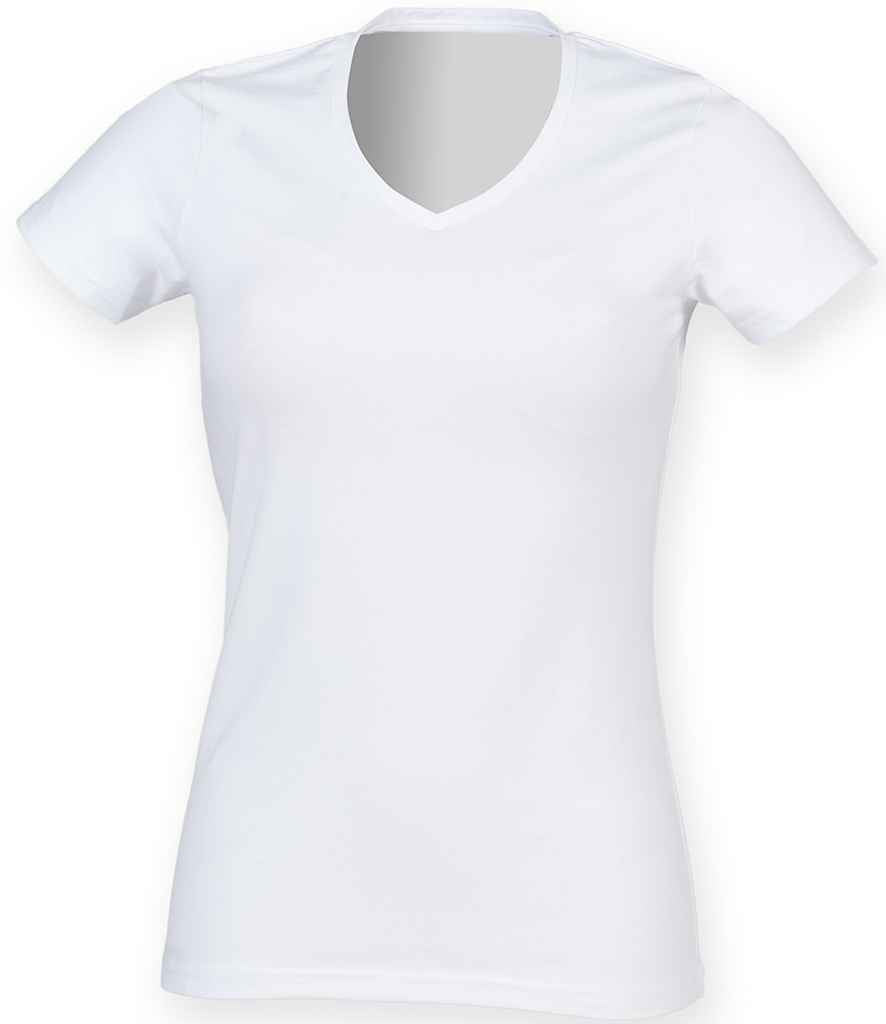 SF Clothing Ladies Feel Good Stretch V Neck T-Shirt - White