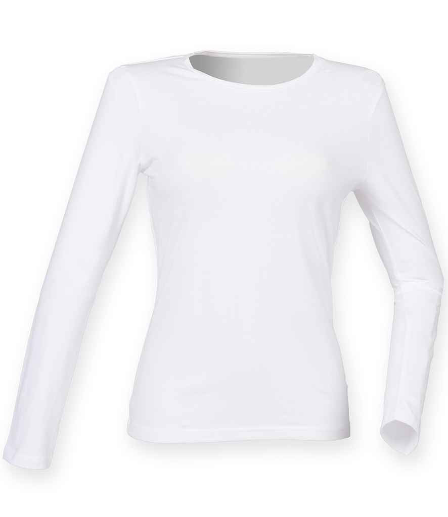 SF Clothing Ladies Feel Good Long Sleeve Stretch T-Shirt - White