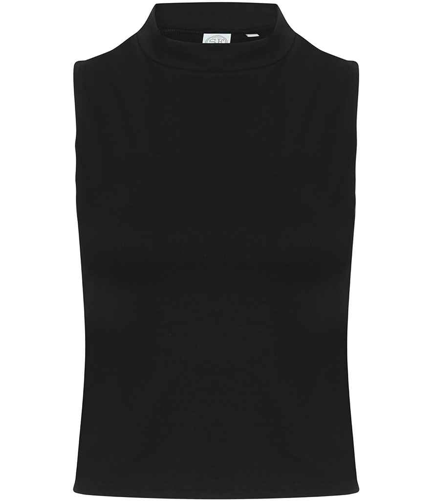 SF Clothing Ladies High Neck Crop Vest - Black