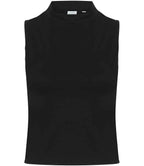 SF Clothing Ladies High Neck Crop Vest - Black