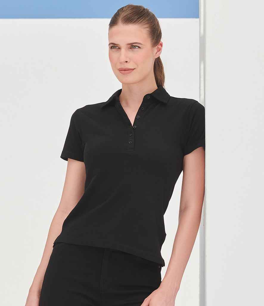 SF Clothing Ladies Stretch Piqué Polo Shirt - Black
