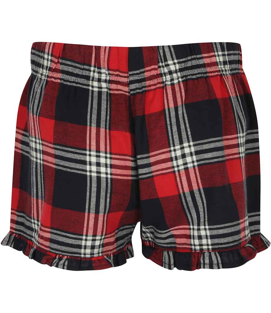 SF Clothing Ladies Tartan Frill Lounge Shorts - Red/Navy