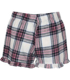 SF Clothing Ladies Tartan Frill Lounge Shorts - White/Pink
