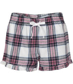 SF Clothing Ladies Tartan Frill Lounge Shorts - White/Pink