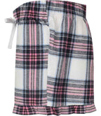 SF Clothing Ladies Tartan Frill Lounge Shorts - White/Pink