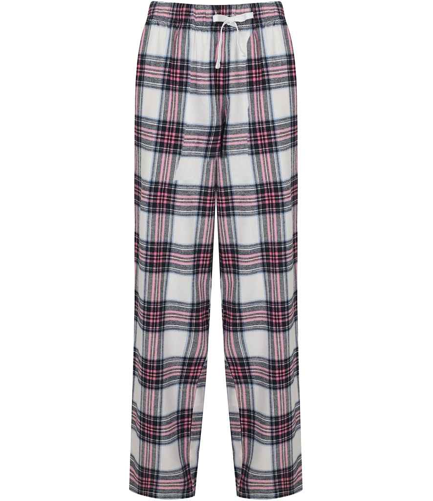 SF Clothing Ladies Tartan Lounge Pants - White/Pink