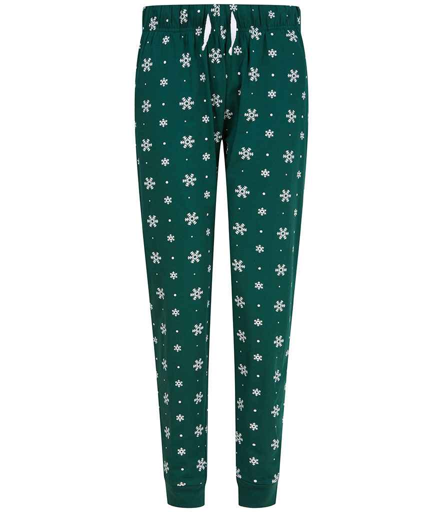 SF Clothing Ladies Lounge Pants - Bottle Green/White Snowflakes