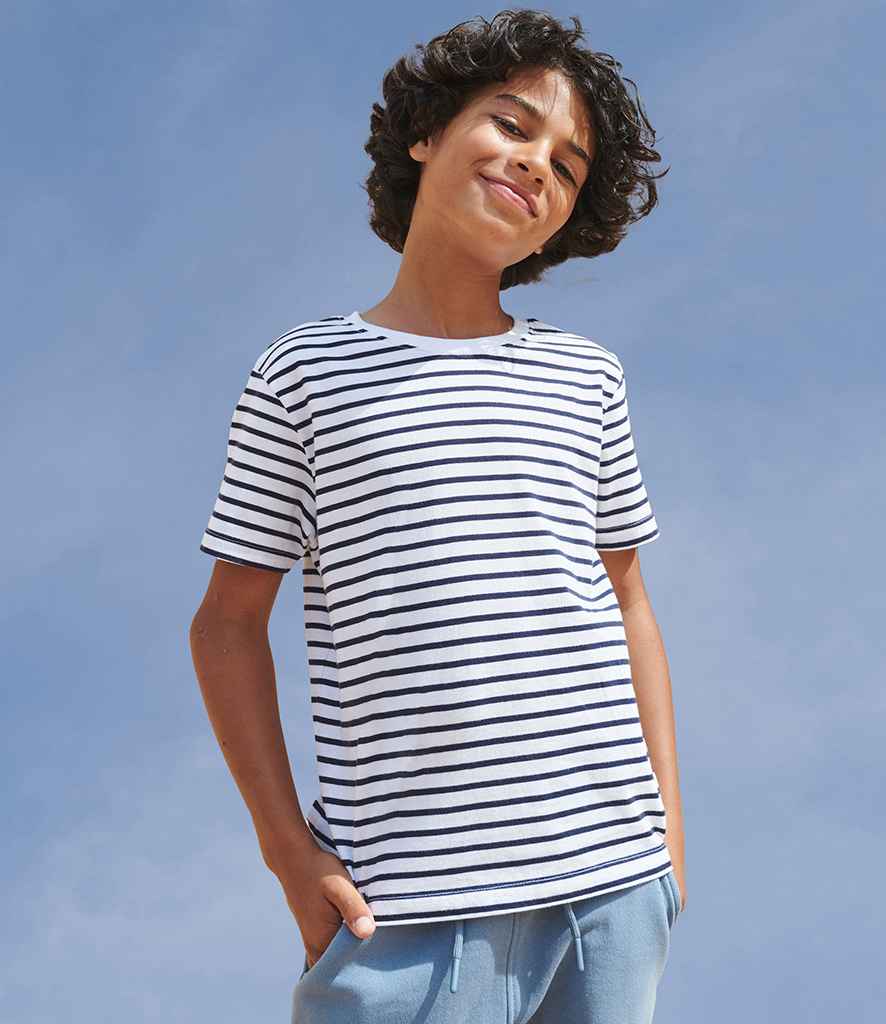 SF Clothing Kids Striped T-Shirt - White/Oxford Navy
