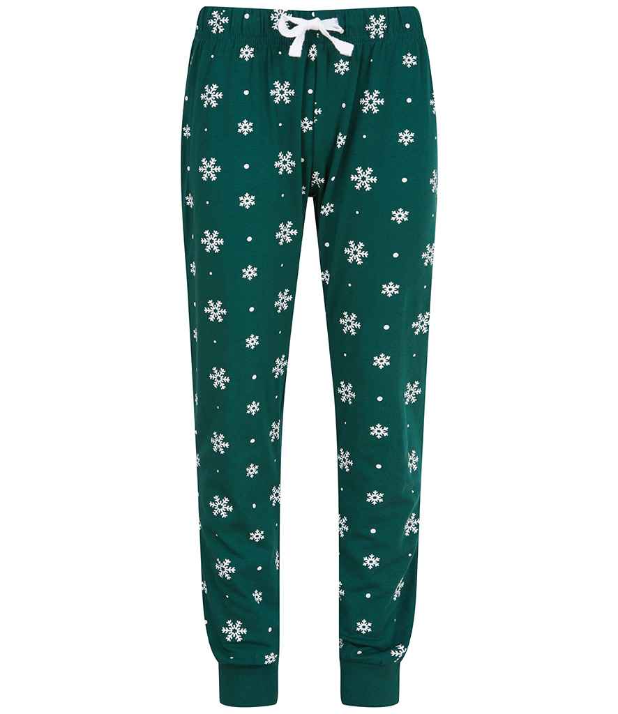 SF Clothing Kids Lounge Pants - Bottle Green/White Snowflakes