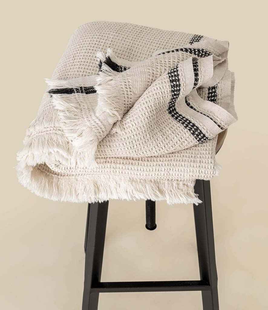 Spasso Honeycomb Striped Plaid Fouta - Pampa Beige