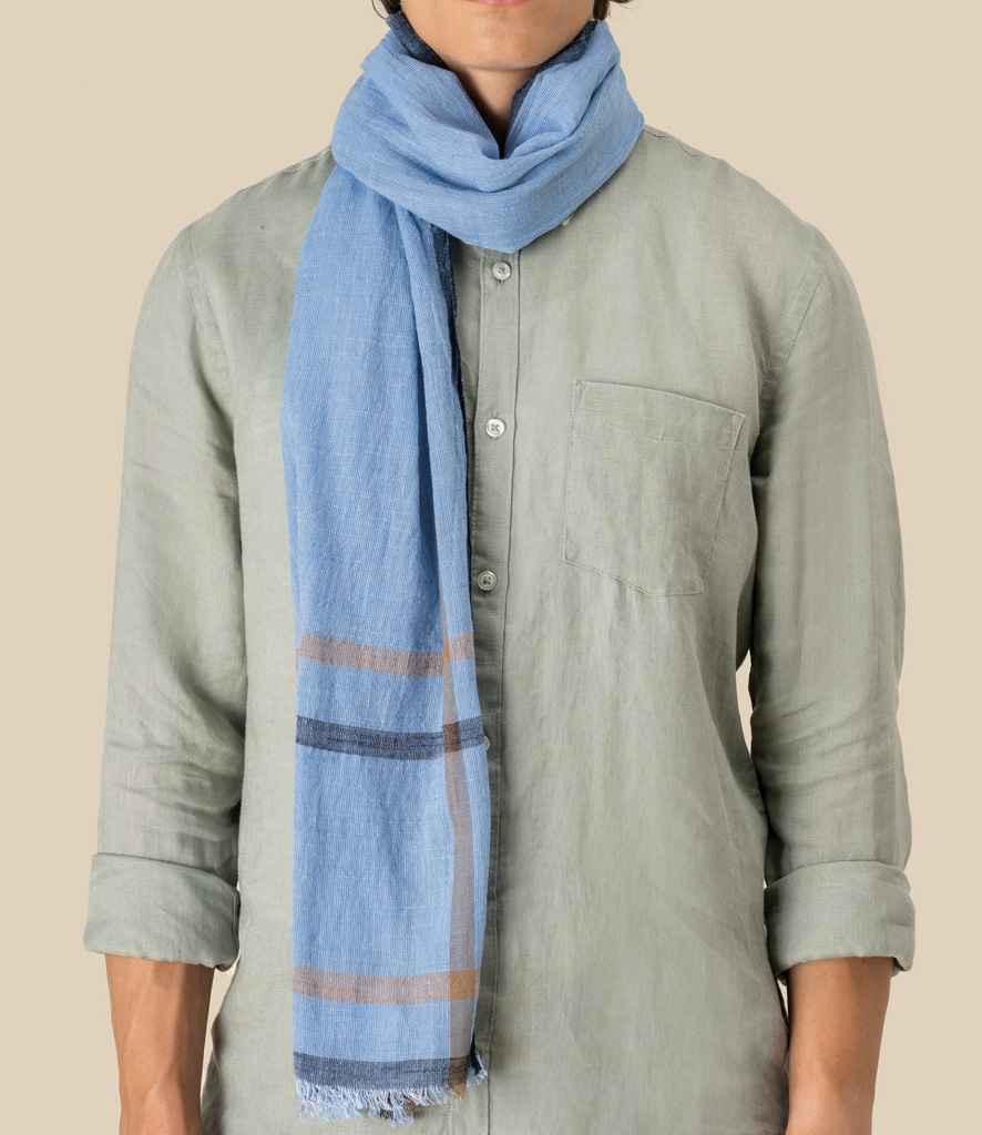 Spasso Blue Double Striped Scarf - Blue Double Stripes