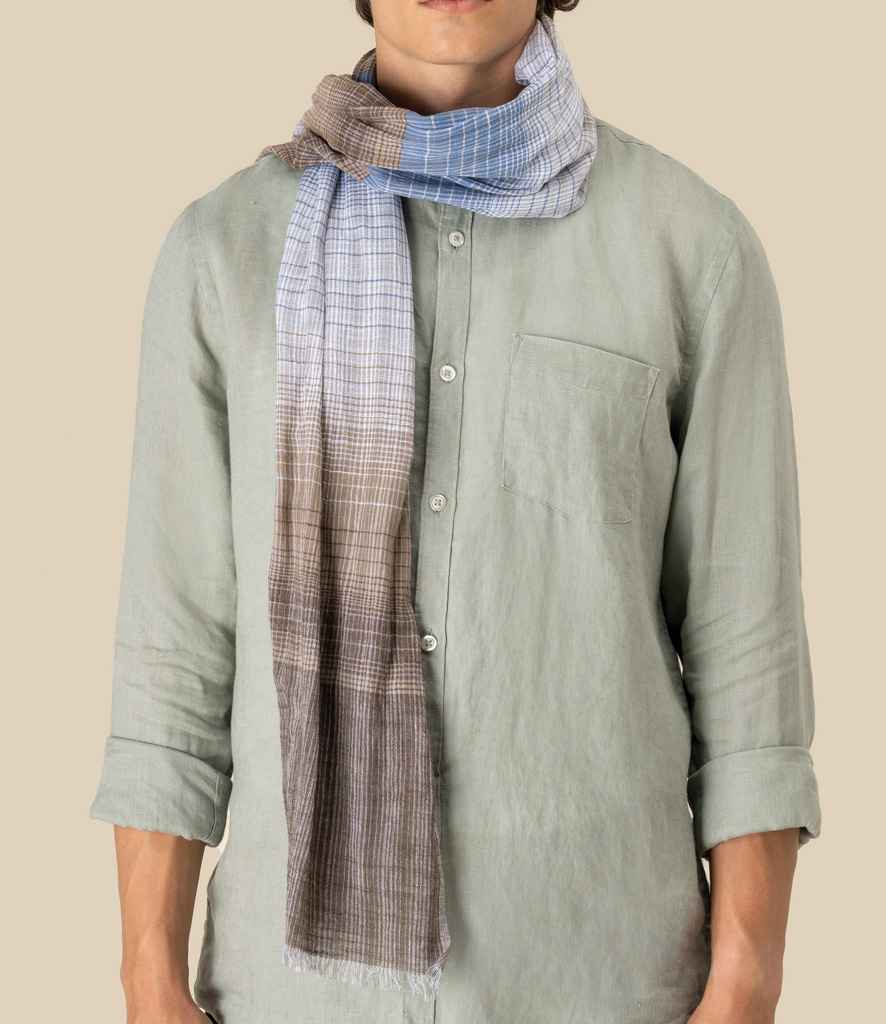Spasso Brown Double Striped Scarf - Brown Check
