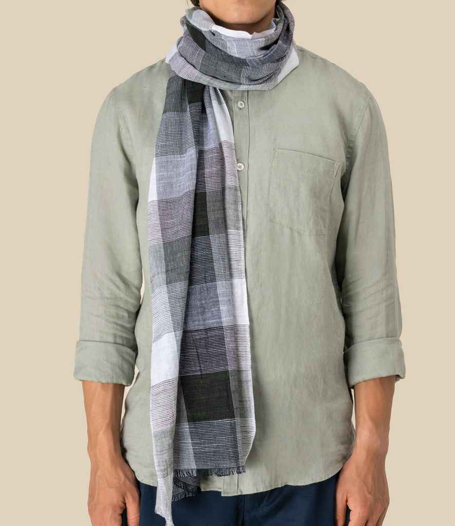 Spasso Greenish Check Scarf - Green Shadow Check