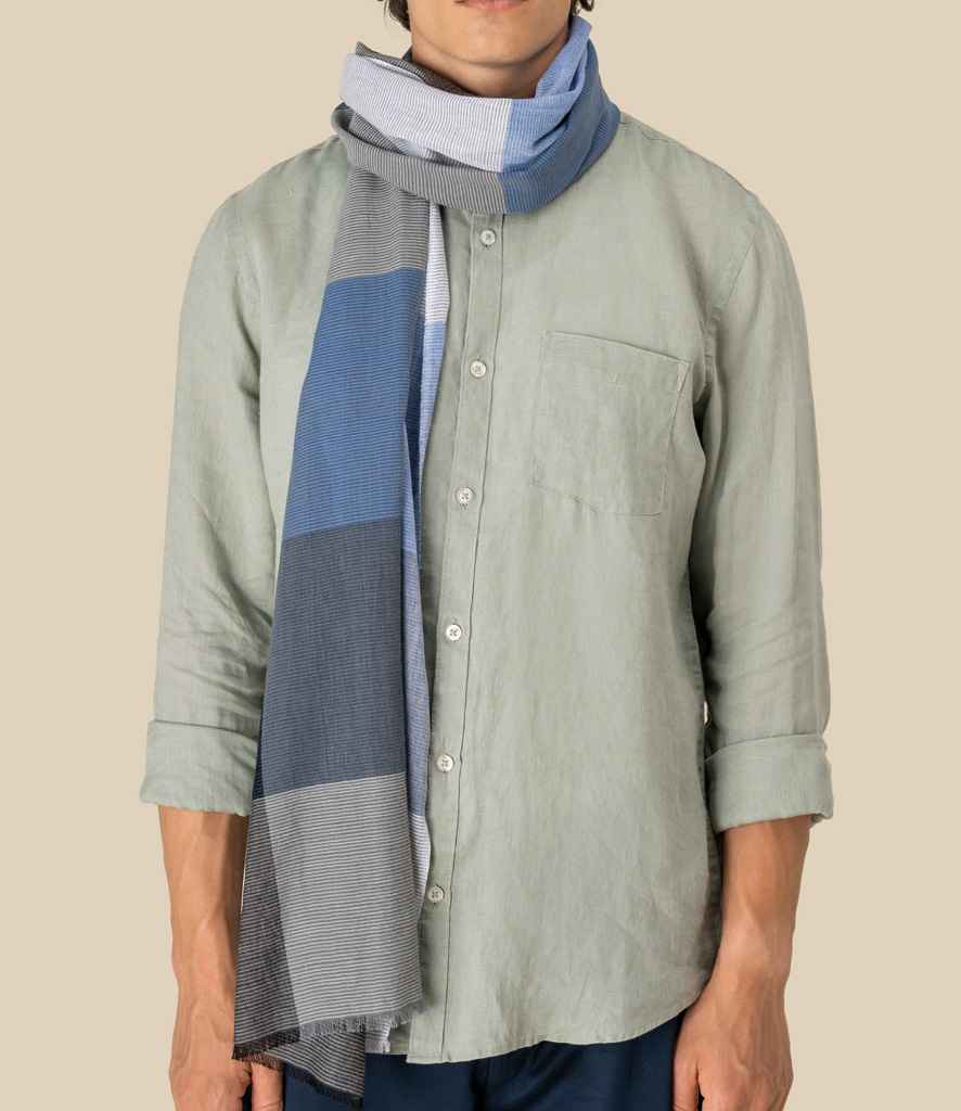 Spasso Blue Check Scarf - Blue Check