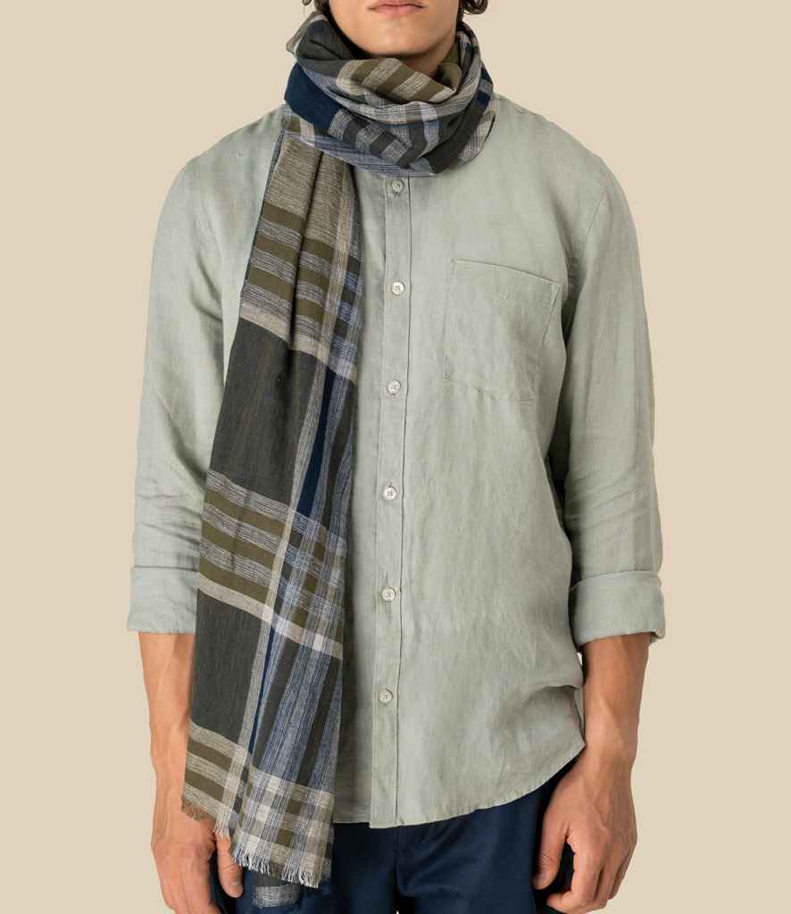 Spasso Crosscheck Scarf - Olive Marine
