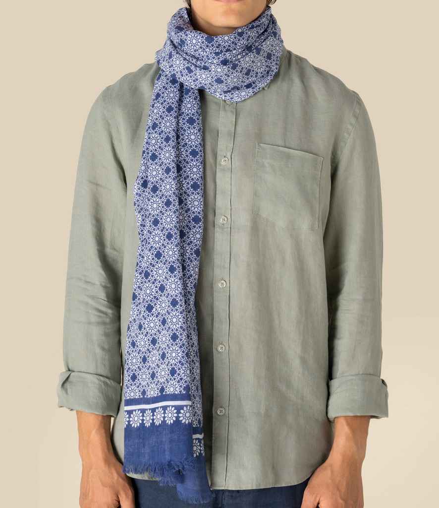 Spasso Blue Floral Mosaic Scarf - Blue Floral Mosaic
