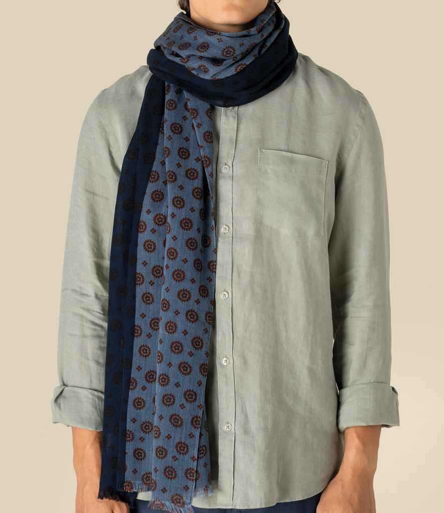 Spasso Blue Garnet Flowers Scarf - Blue Garnet Flowers