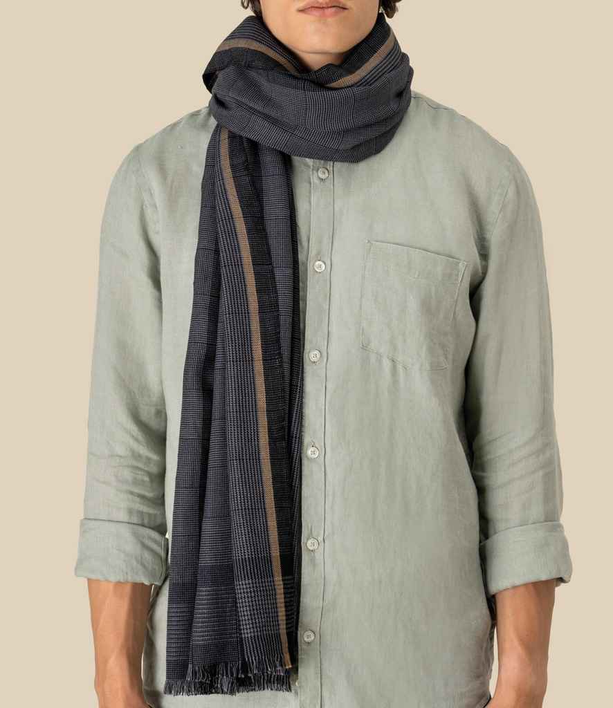 Spasso Grey Pixel Check Scarf - Grey Pixel Check