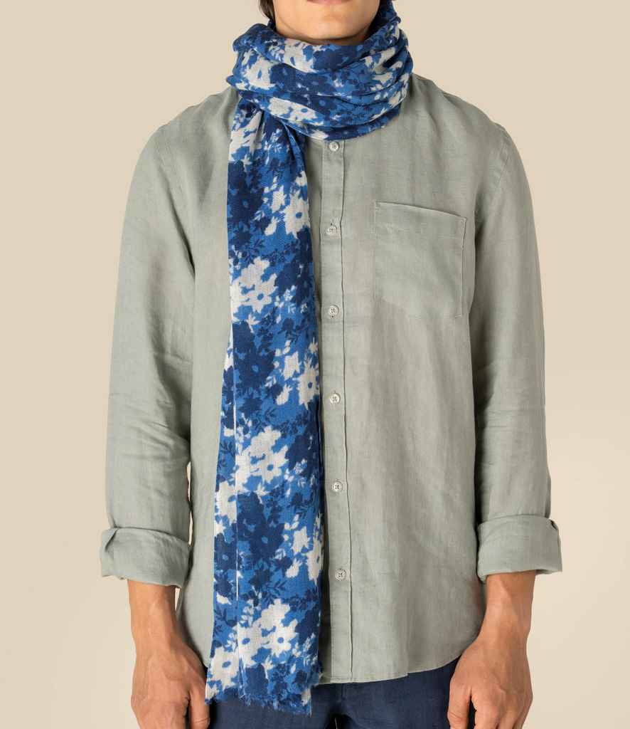 Spasso Blue Floral Scarf - Blue Floral Print
