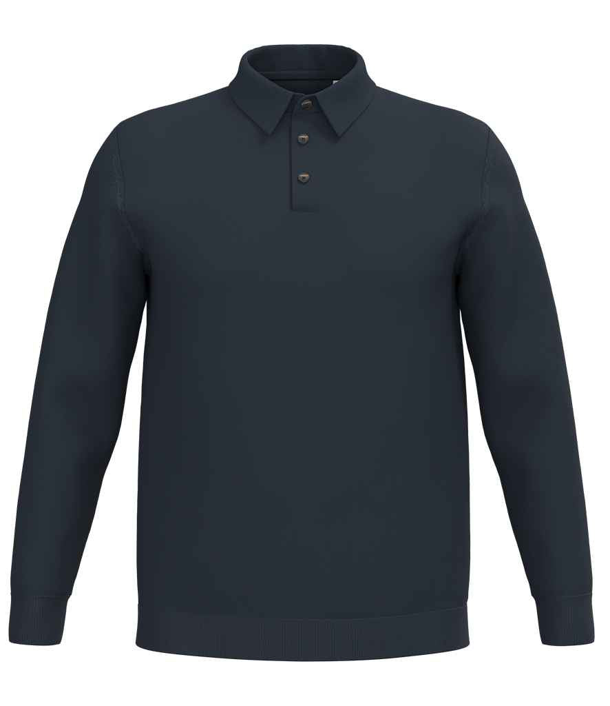 Spasso Knitted Long Sleeve Polo Shirt - Navy