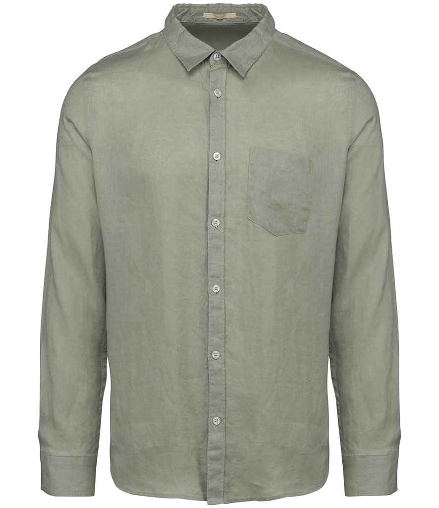 Spasso Long Sleeve Linen Shirt - Almond Green