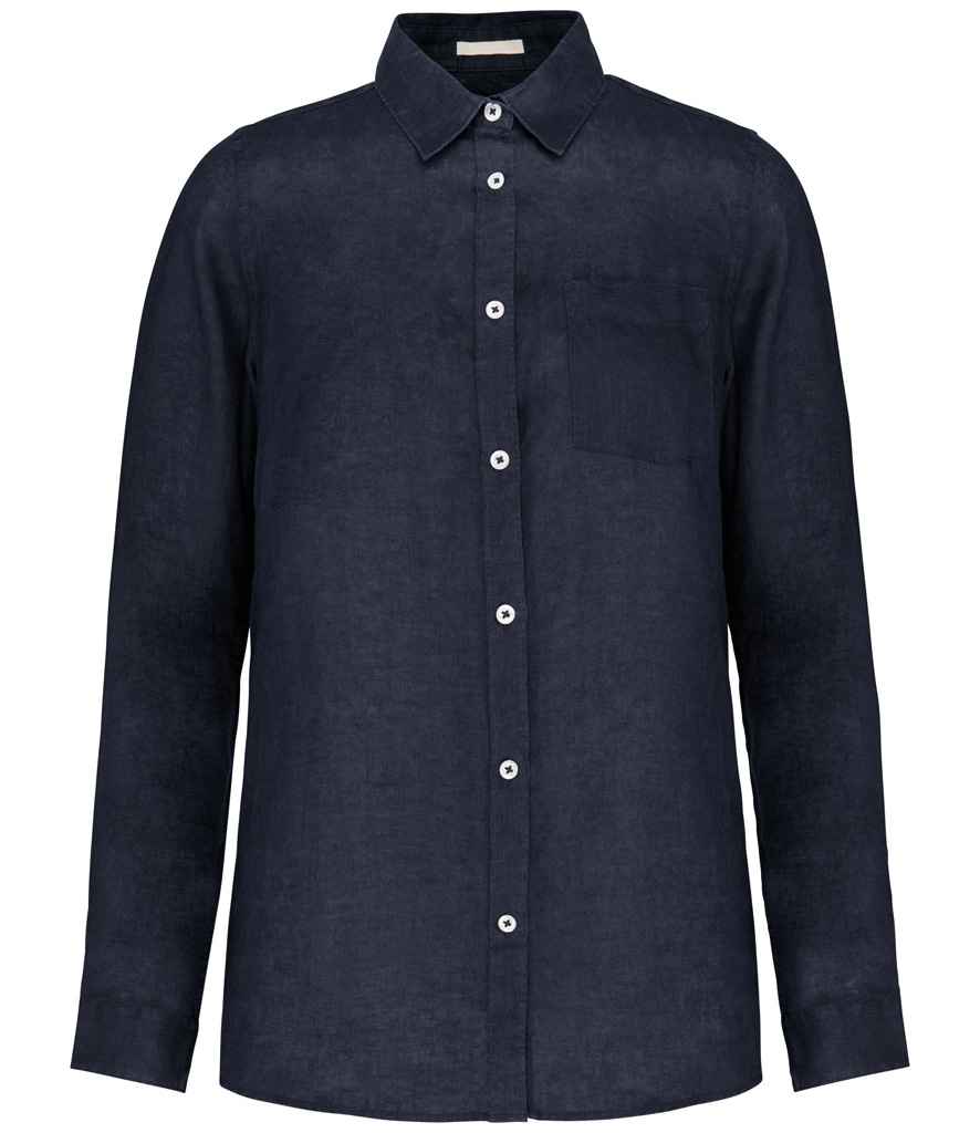 Spasso Long Sleeve Linen Shirt - Navy