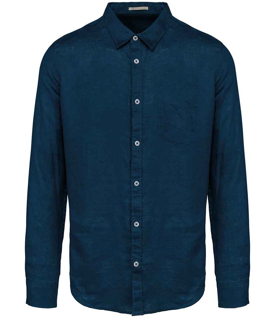 Spasso Long Sleeve Linen Shirt - Peacock Blue