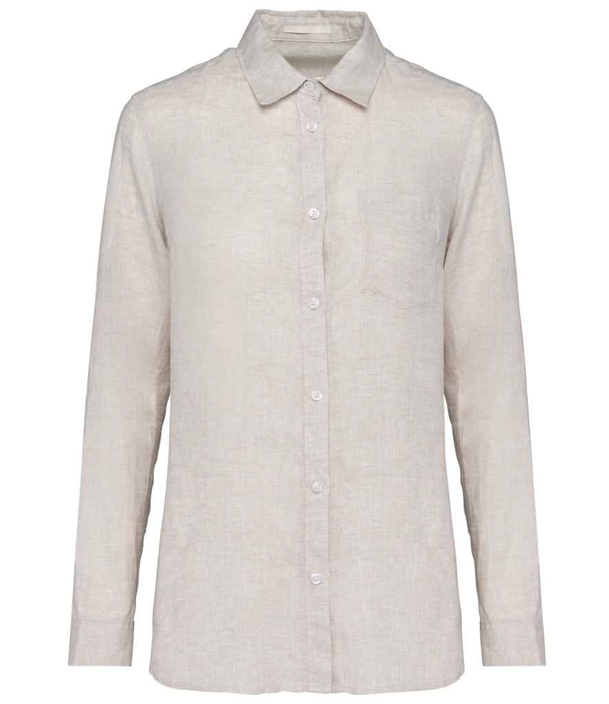 Spasso Ladies Long Sleeve Linen Shirt - Linen