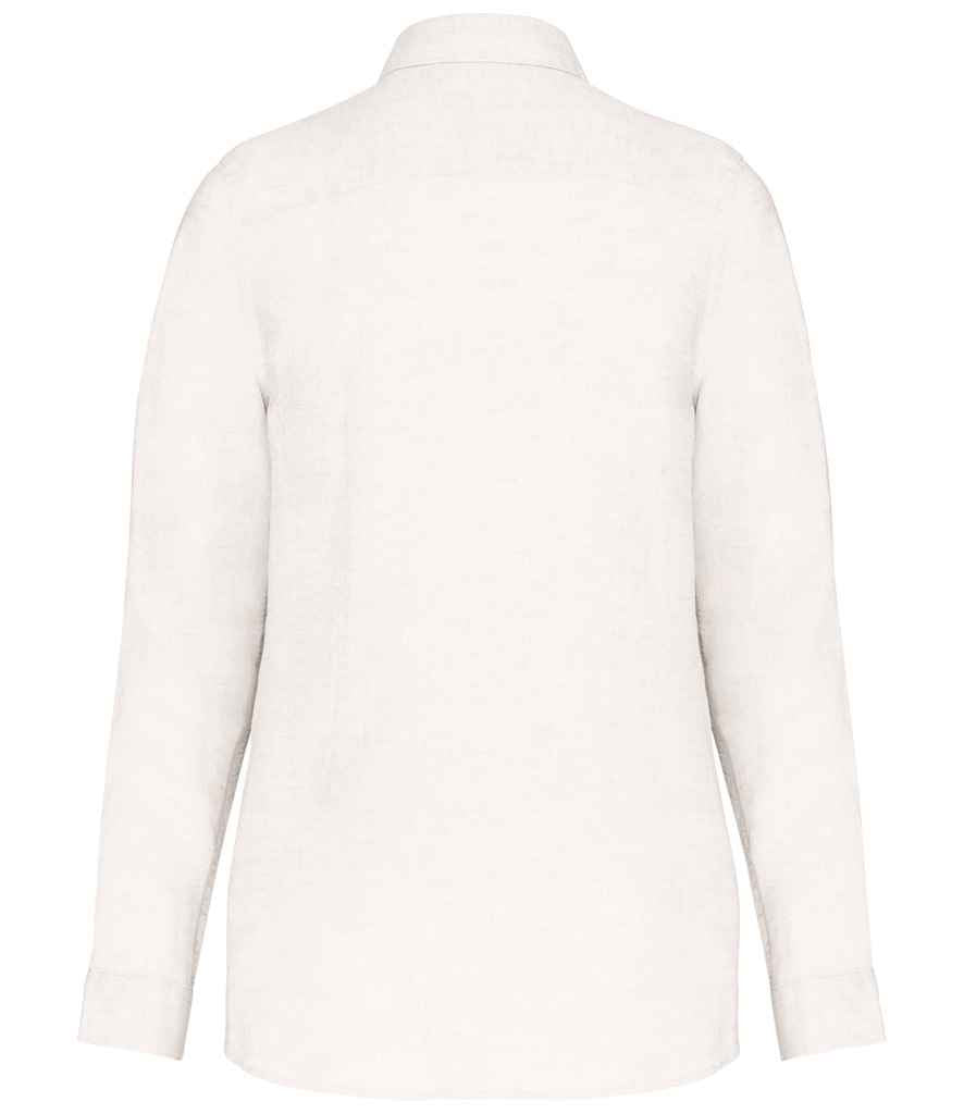 Spasso Ladies Long Sleeve Linen Shirt - White