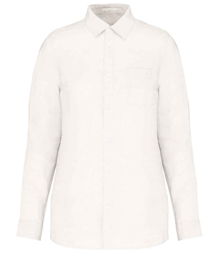 Spasso Ladies Long Sleeve Linen Shirt - White