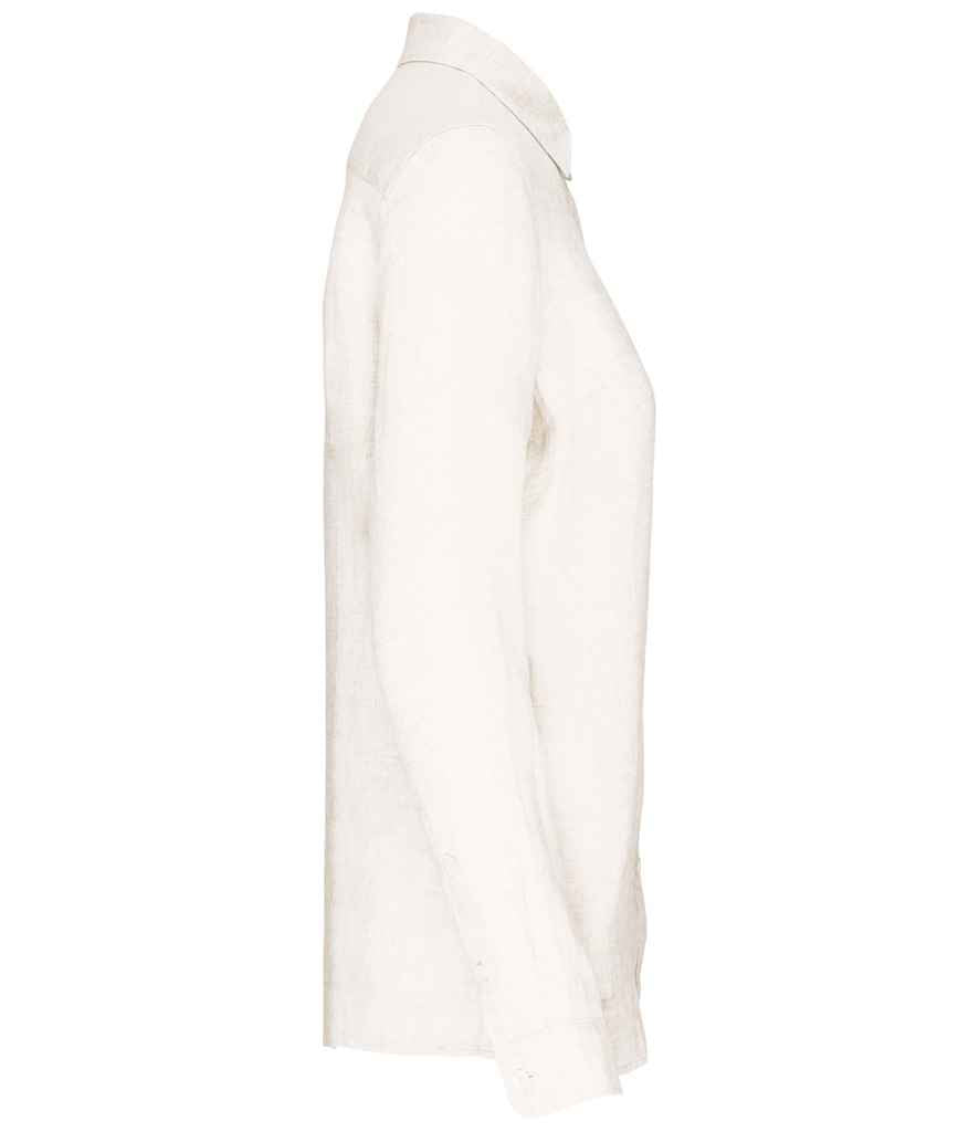 Spasso Ladies Long Sleeve Linen Shirt - White