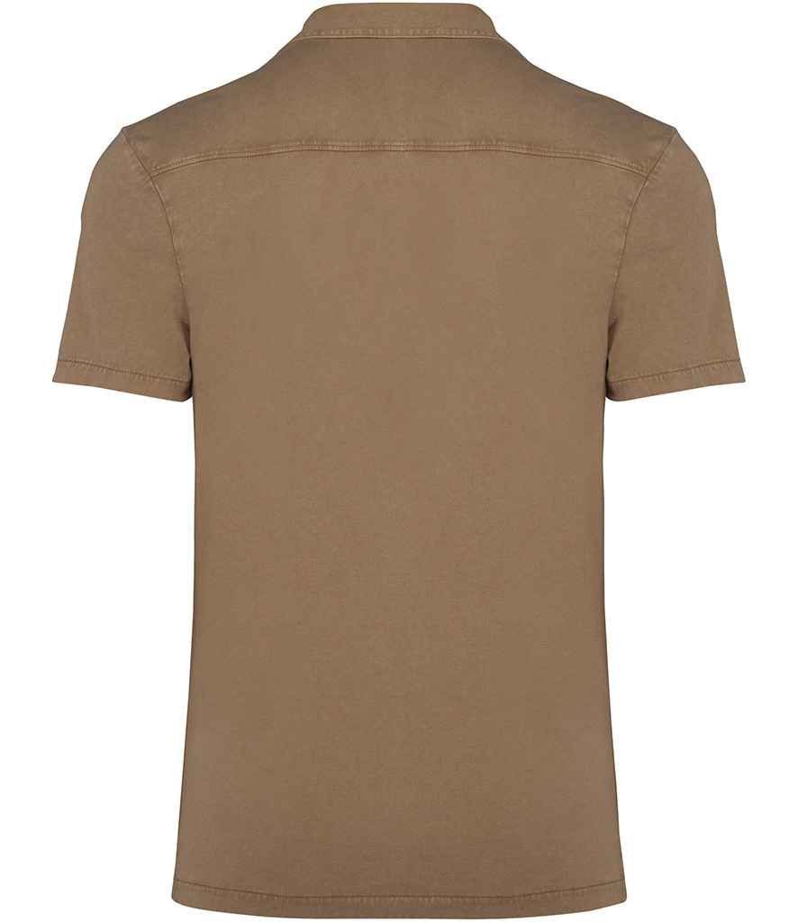 Spasso Jersey Short Sleeve Bowling Collar Shirt - Washed Cream Coffee