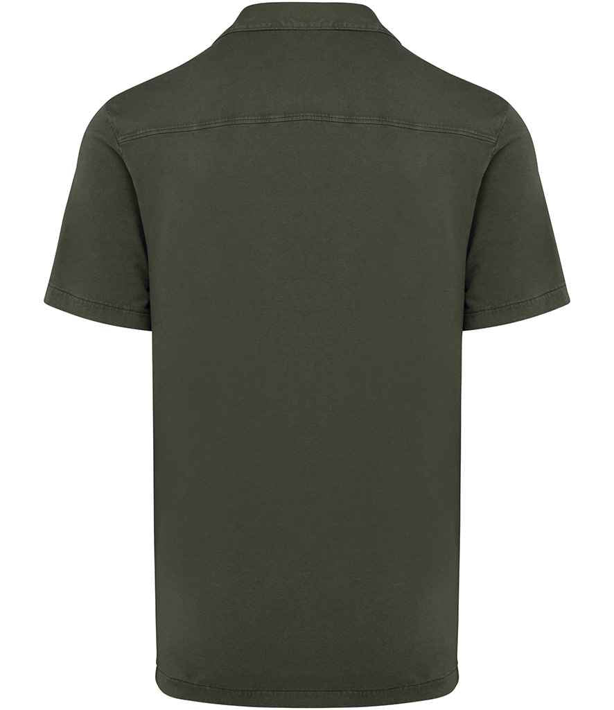 Spasso Jersey Short Sleeve Bowling Collar Shirt - Washed Organic Khaki
