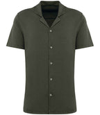Spasso Jersey Short Sleeve Bowling Collar Shirt - Washed Organic Khaki