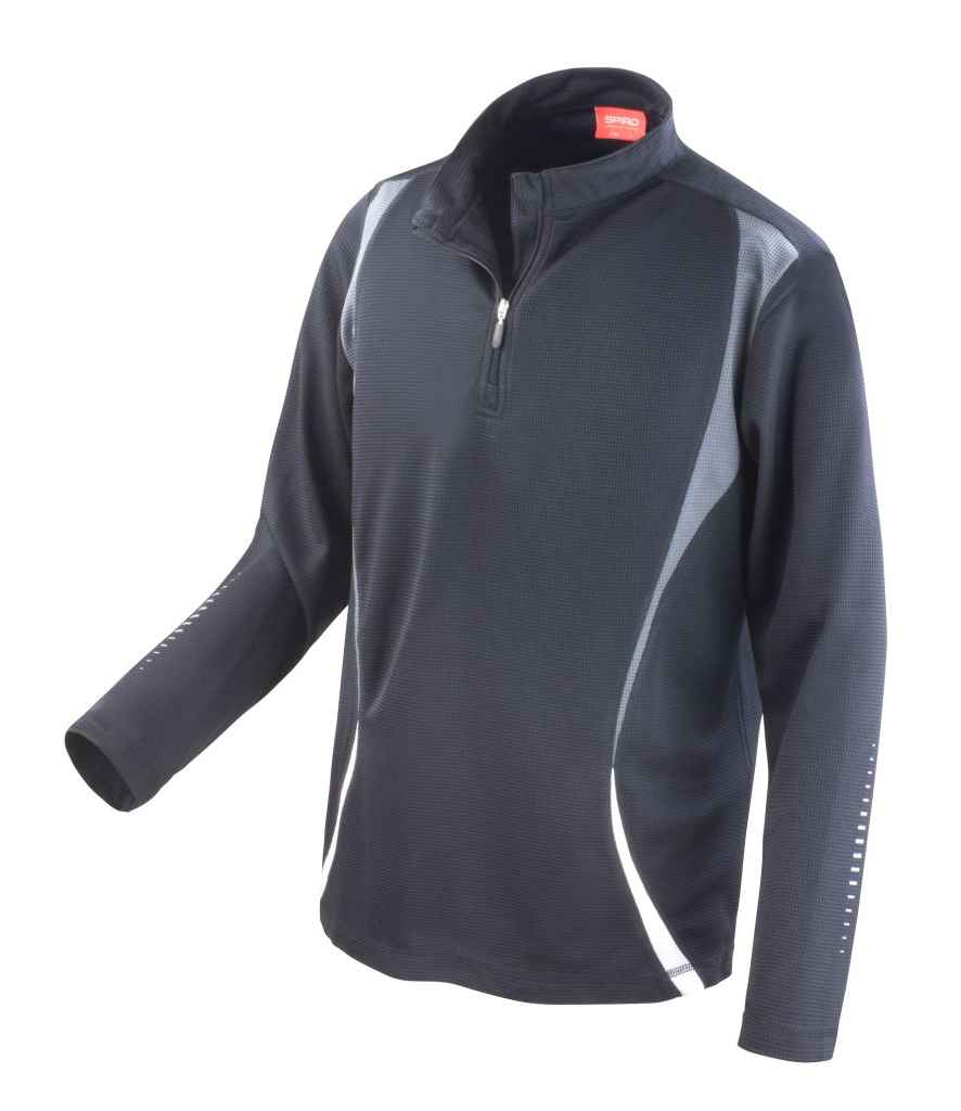 Spiro Unisex Zip Neck Trial Training Top - Black/Grey/White
