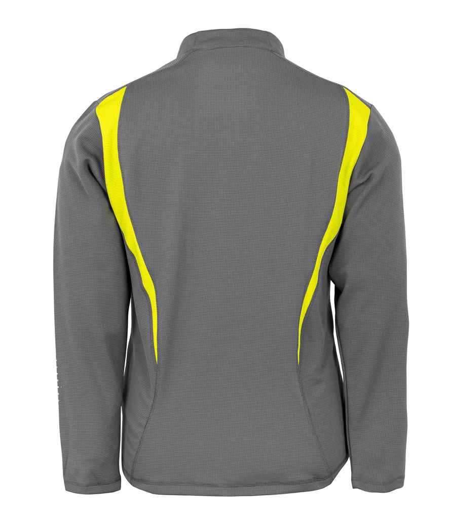 Spiro Unisex Zip Neck Trial Training Top - Grey/Lime Green/White