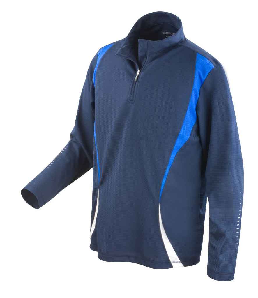 Spiro Unisex Zip Neck Trial Training Top - Navy/Royal Blue/White