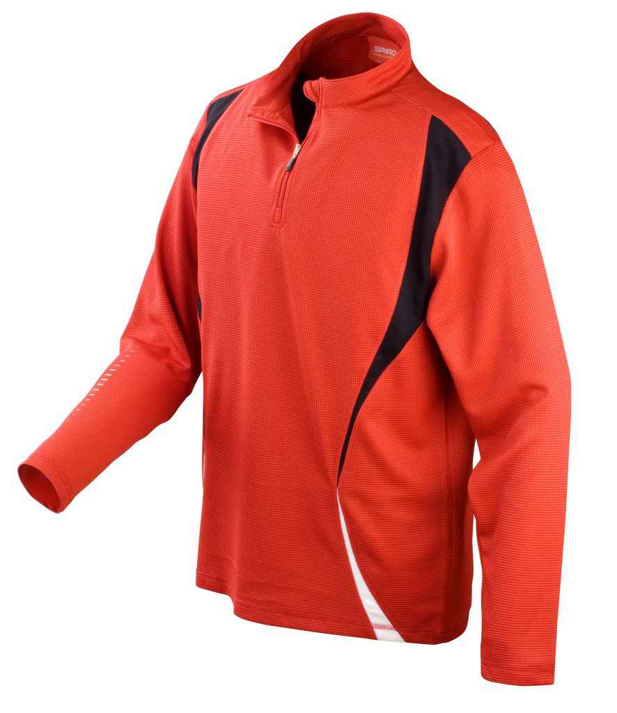 Spiro Unisex Zip Neck Trial Training Top - Red/Black/White