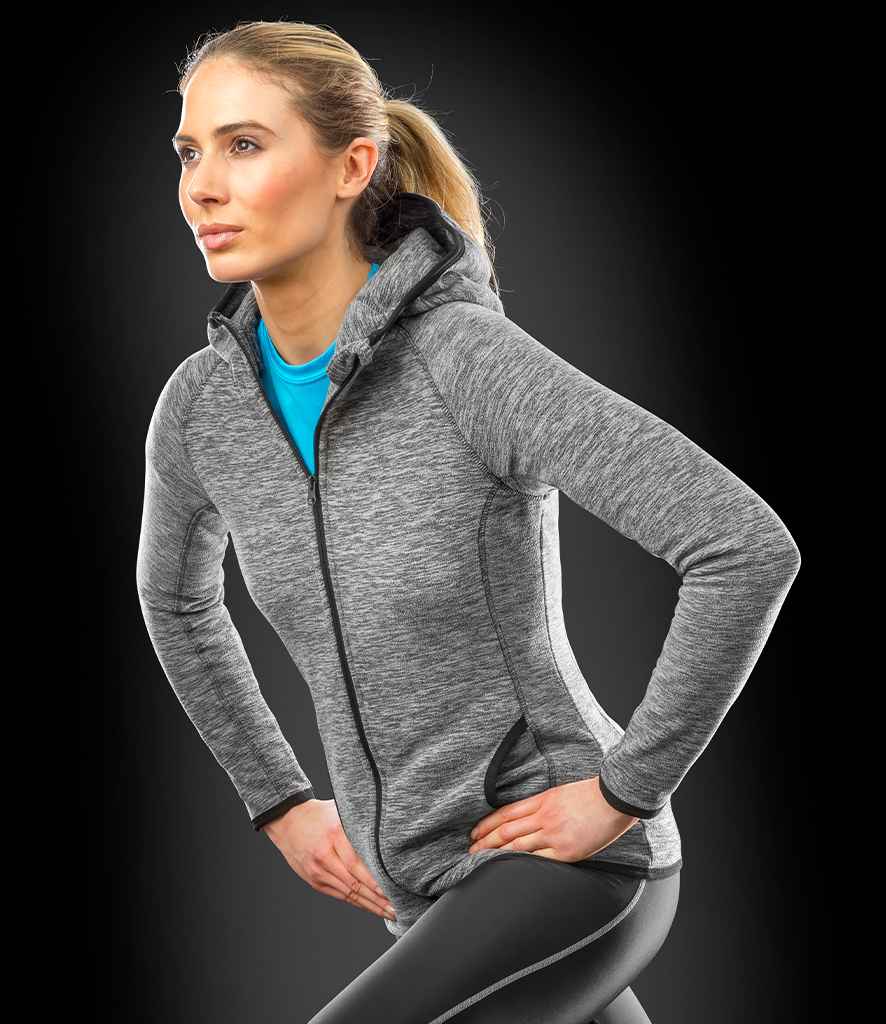 Spiro Ladies Micro Fleece Hoodie - Grey/Black