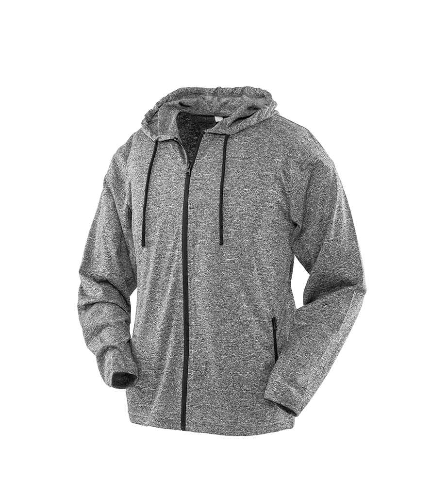 Spiro Ladies Hooded T-Shirt Jacket - Marl Grey
