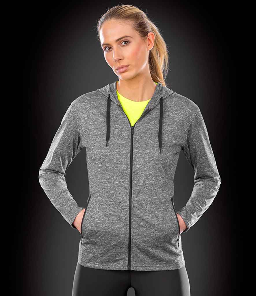 Spiro Ladies Hooded T-Shirt Jacket - Marl Grey
