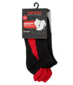 Spiro 3 Pack Sports Sneaker Socks - Black/Red