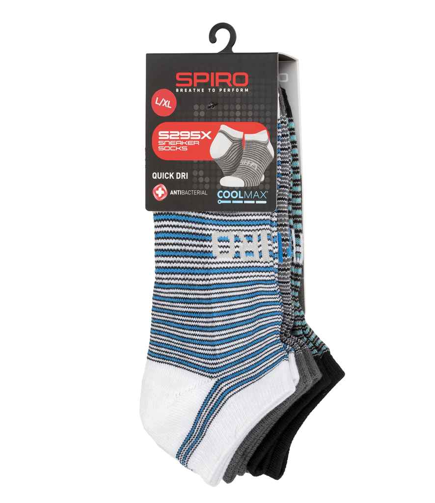 Spiro 3 Pack Mixed Stripe Sneaker Socks - Mixed
