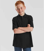 Fruit of the Loom Kids Poly/Cotton Piqué Polo Shirt - Black