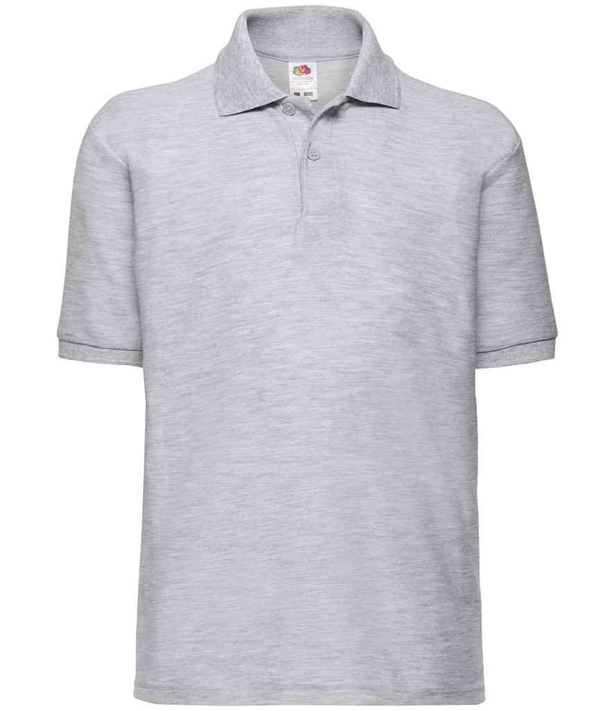 Fruit of the Loom Kids Poly/Cotton Piqué Polo Shirt - Heather Grey