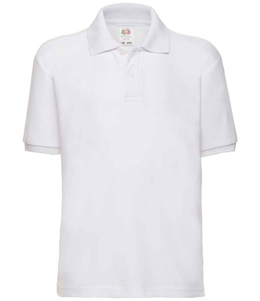 Fruit of the Loom Kids Poly/Cotton Piqué Polo Shirt - White
